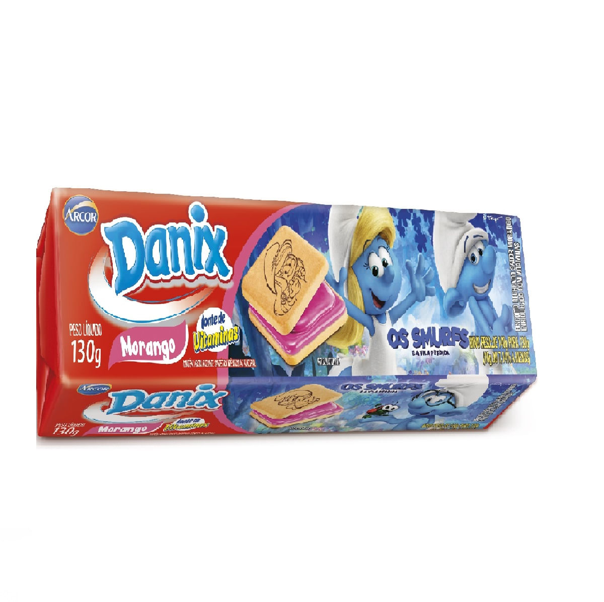 Biscoito Recheado Morango Danix Os Smurfs 130g