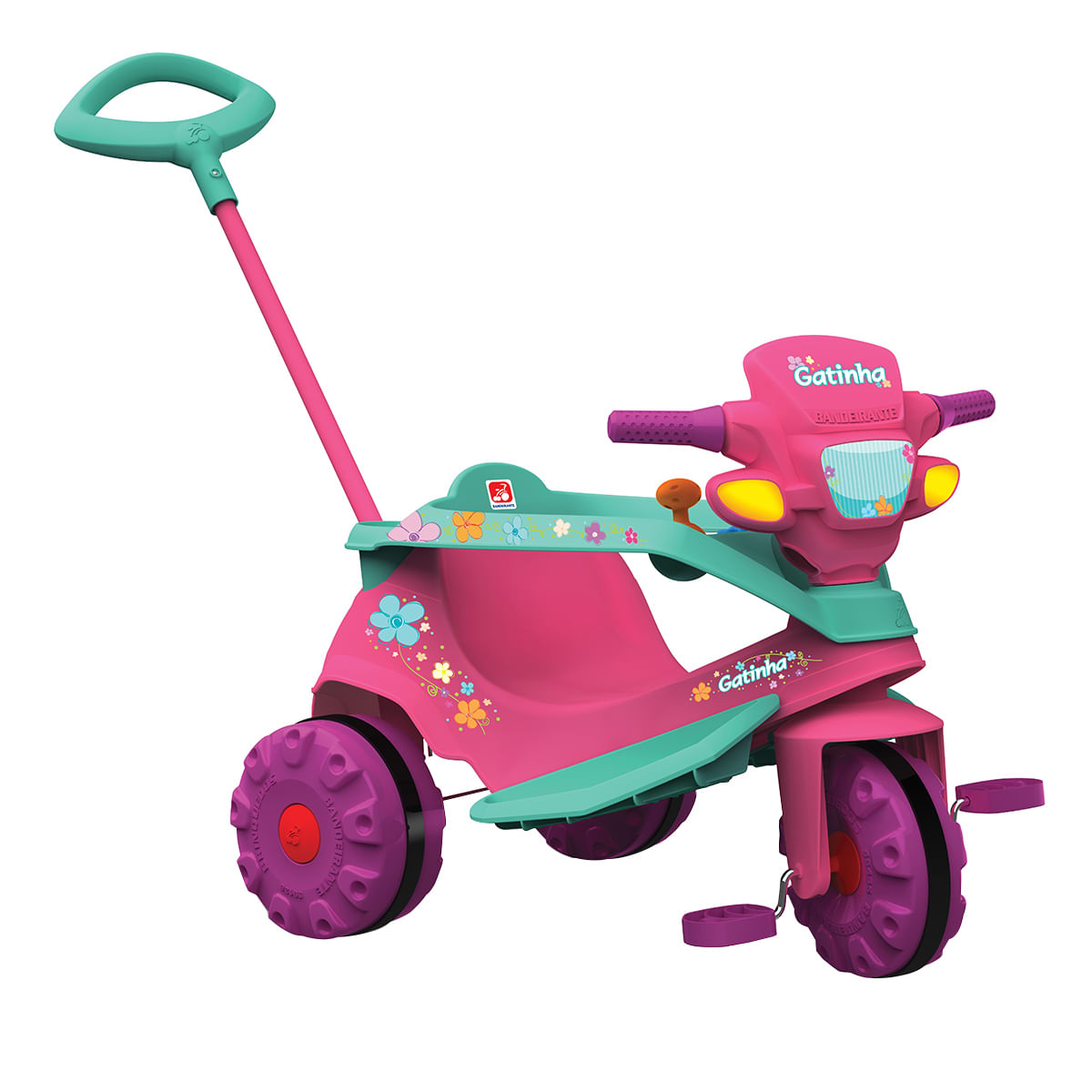 Triciclo Infantil com Empurrador Bandeirante Velobaby Rosa 207