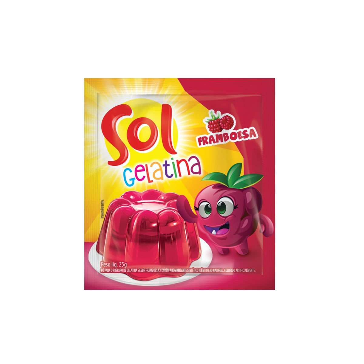 Gelatina Sabor Framboesa Sol 25g