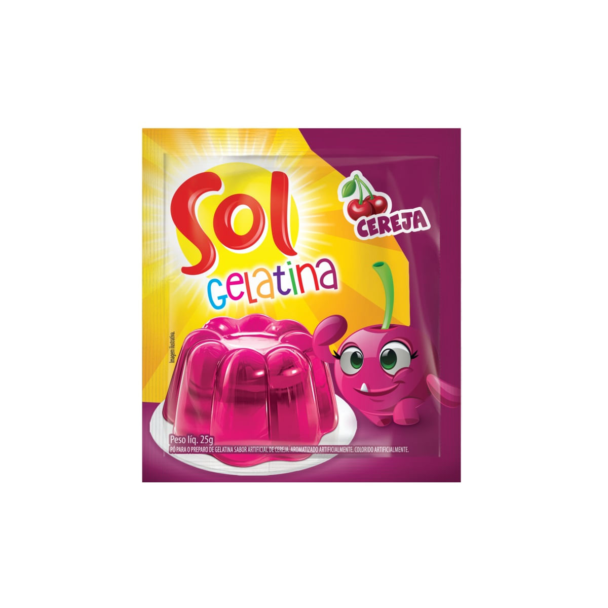 Gelatina Sabor Cereja Sol 25g