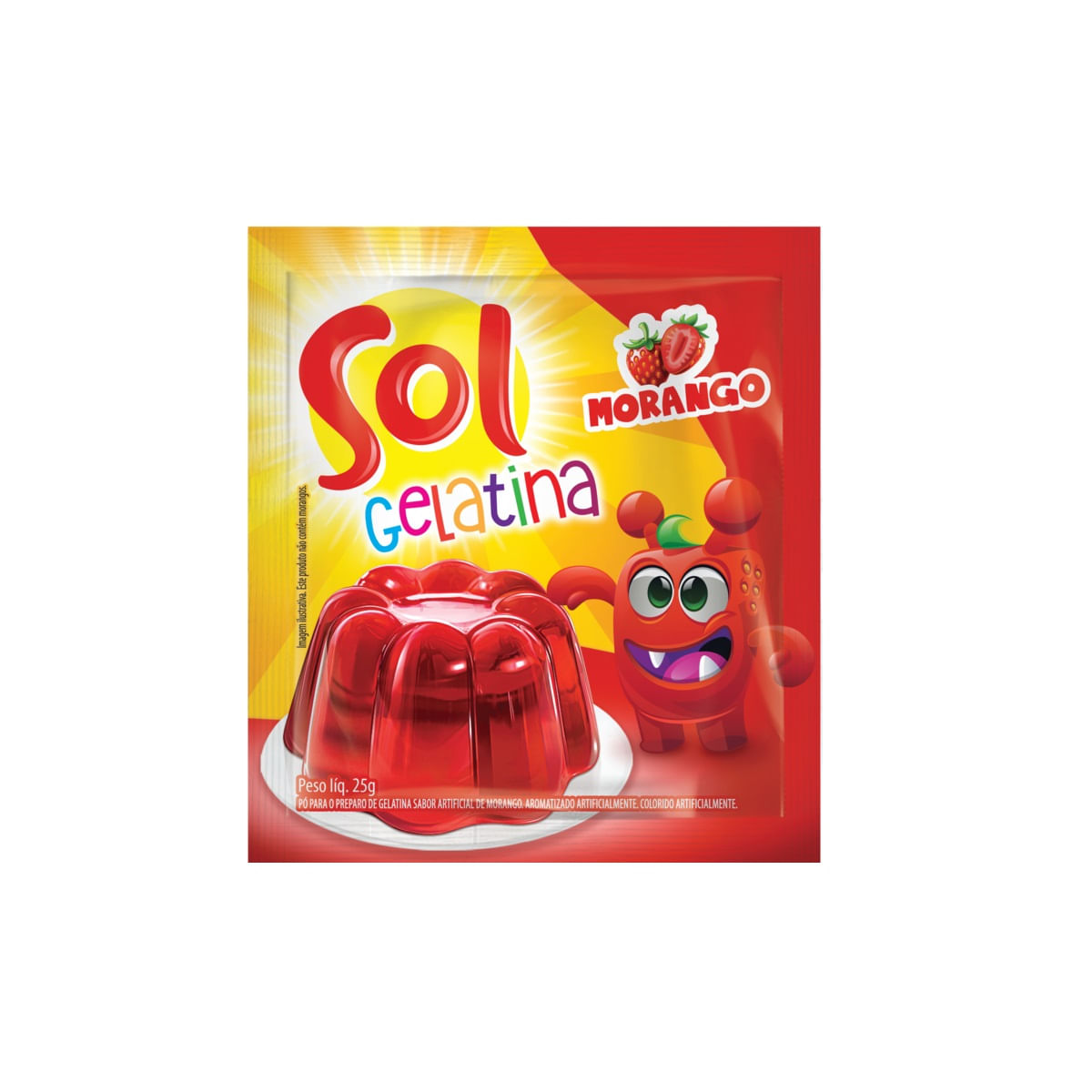 Gelatina Sabor Morango Sol 25g