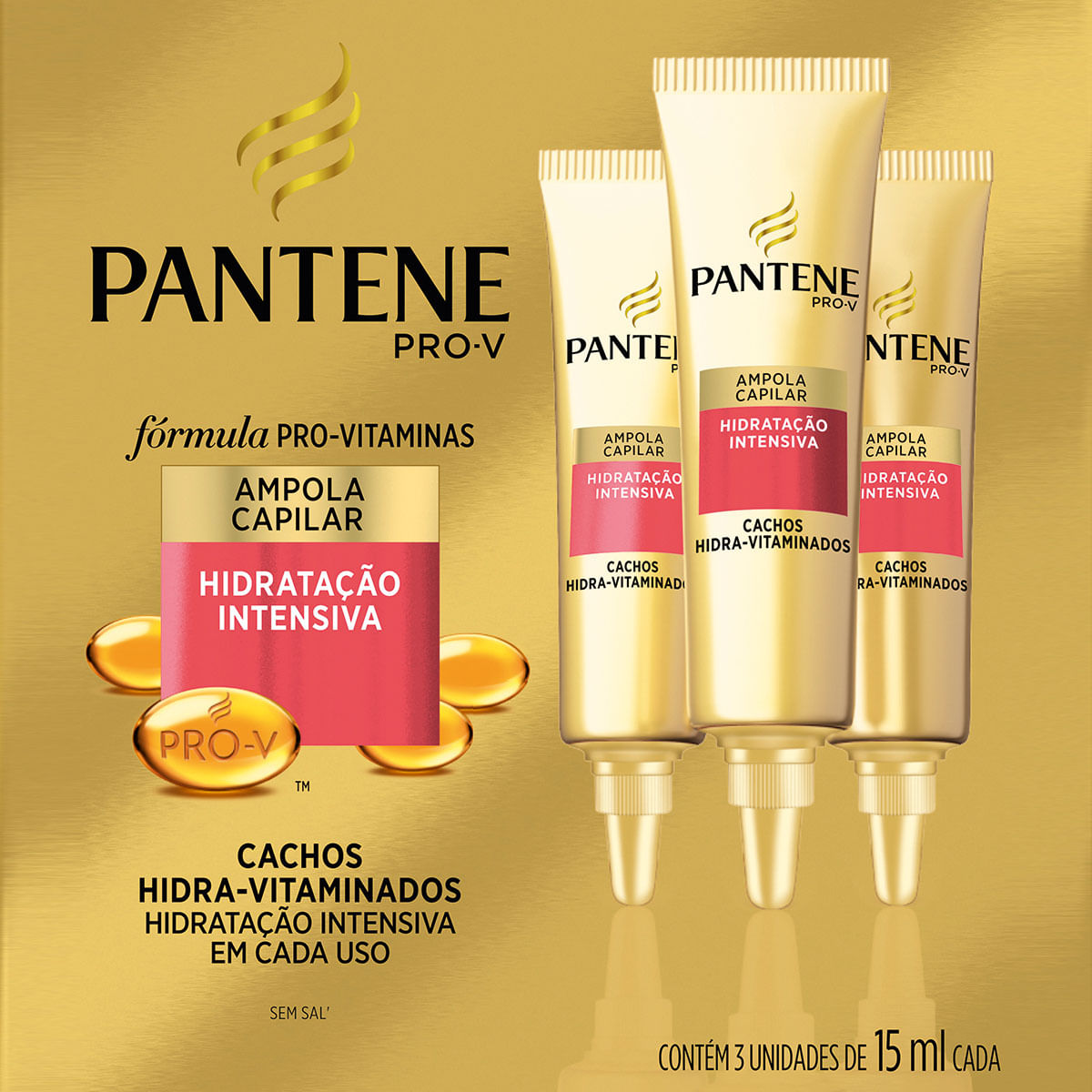 Ampola de Tratamento Pantene Cachos Hidra-Vitaminados Pro-V 3 Unidades