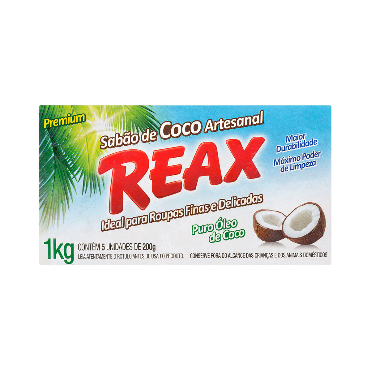 Sabão de coco Artesanal em Barra Reax Premium 1kg