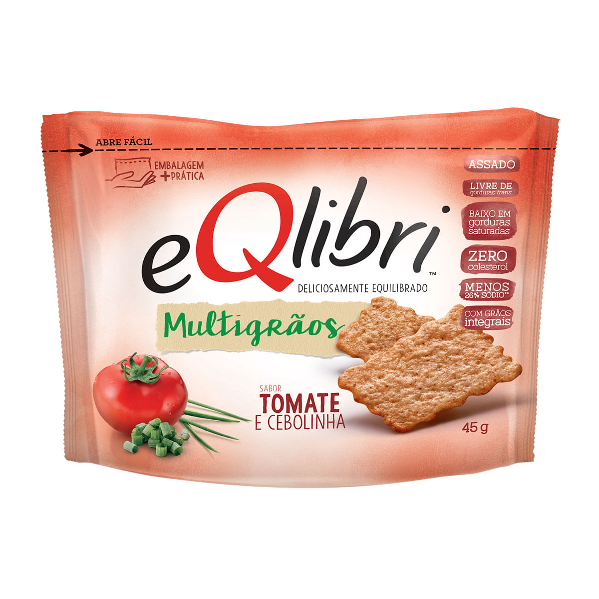 Biscoito Multigrãos de Tomate e Cebolinha Eqlibri 45g