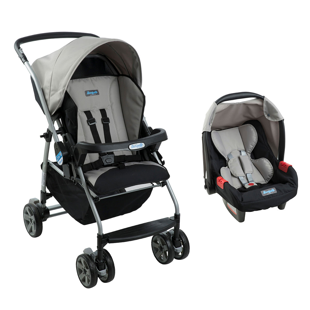 Carrinho de Bebê Travel System Burigotto 4 Rodas Suporta Crianças de Até 15Kg Rio K IXCJ4016PR17 Cinza