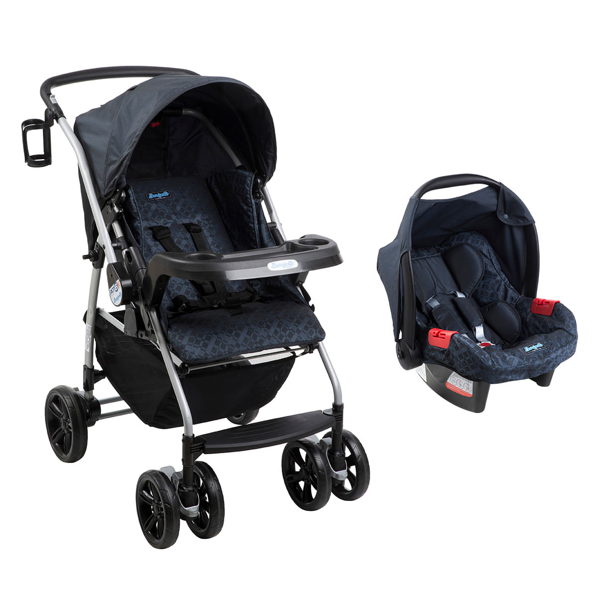 Carrinho de Bebê Travel System Burigotto 4 Rodas Suporta Crianças de Até 15Kg AT6 K IXCJ4015PR31 Azul