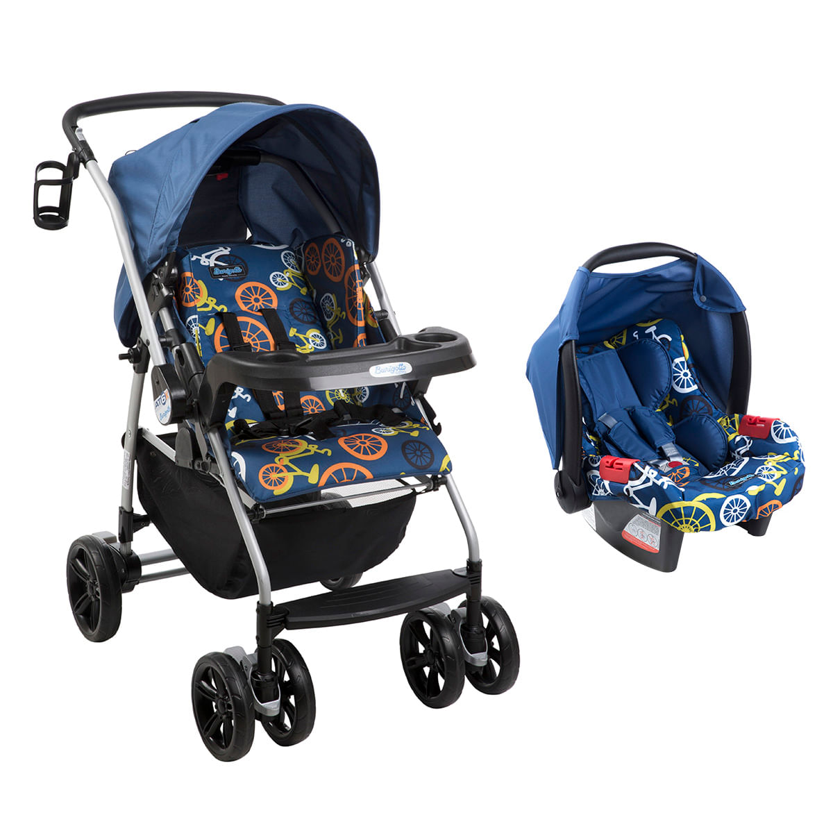 Carrinho de Bebê Travel System Burigotto 4 Rodas Suporta Crianças de Até 15Kg AT6 K IXCJ4015PR88 Azul