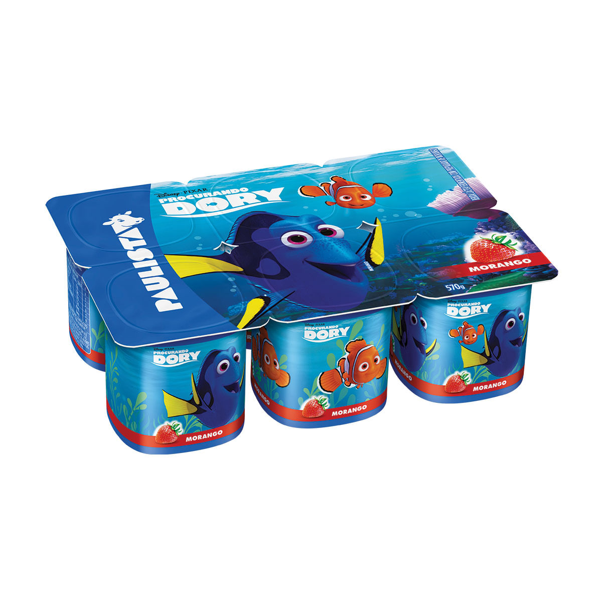 Bebida Láctea Paulista Kids Morango Procurando Dory 570g 6 Unidades