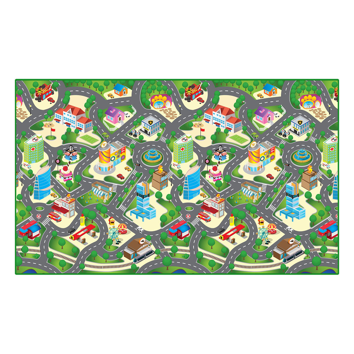 Tatame Infantil de EVA 200x120x1cm 1 Peça Colorido Cidade Dican