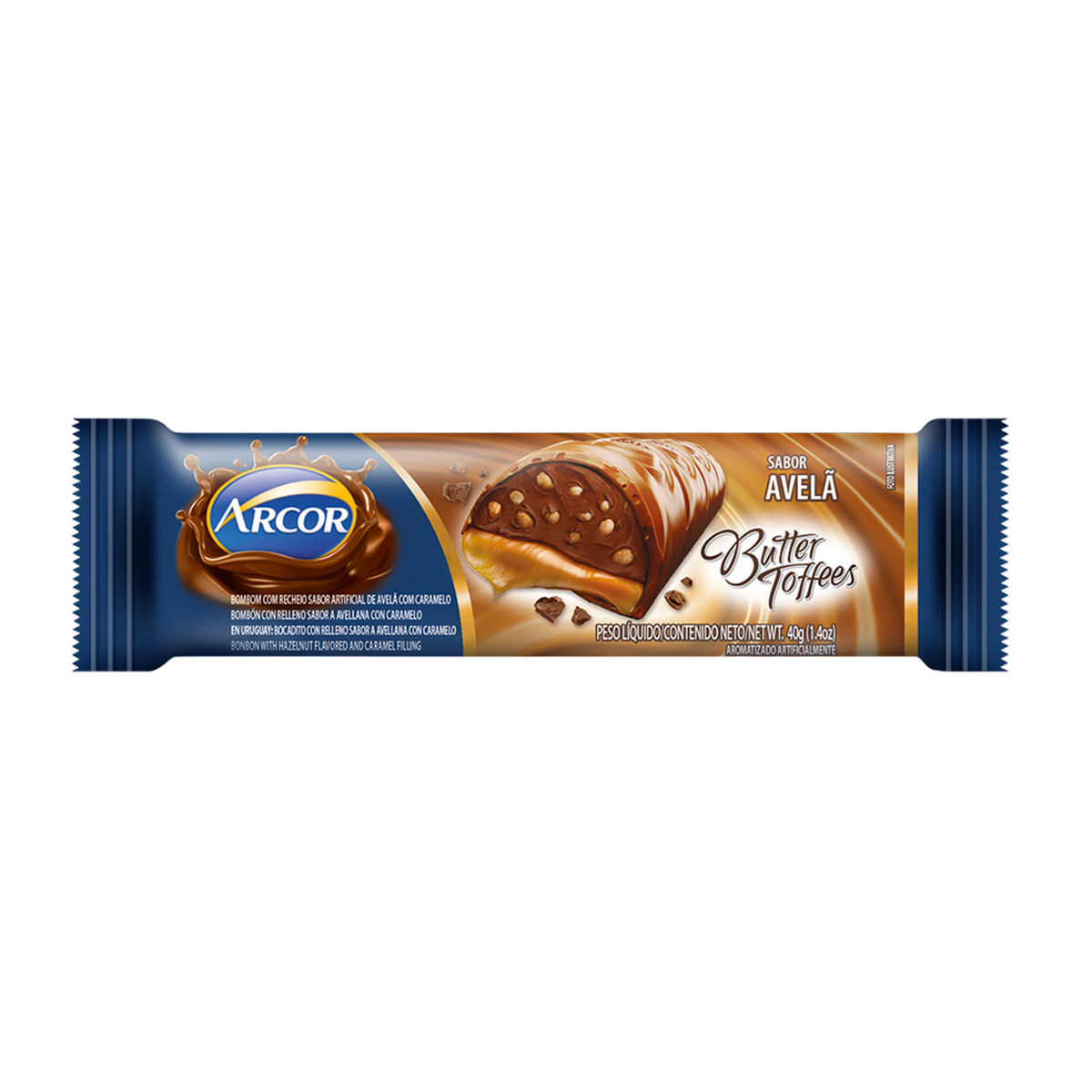 Bombom de Chocolate com Recheio de Avelã Arcor Butter Toffees 40g