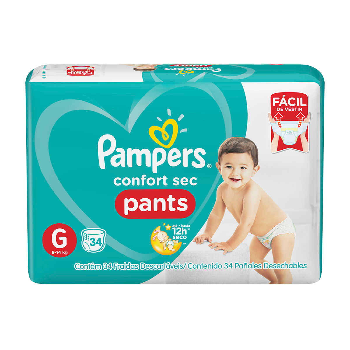 Fralda Calça Pampers G Confort Sec Pants Mega 34 Unidades