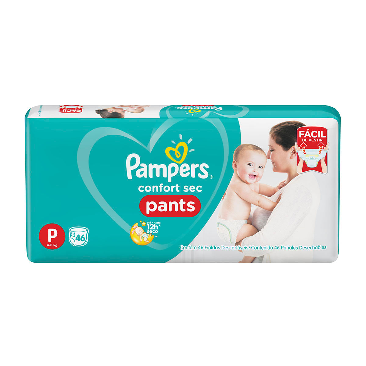 Fralda Calça Pampers P Confort Sec Pants Mega 46 Unidades