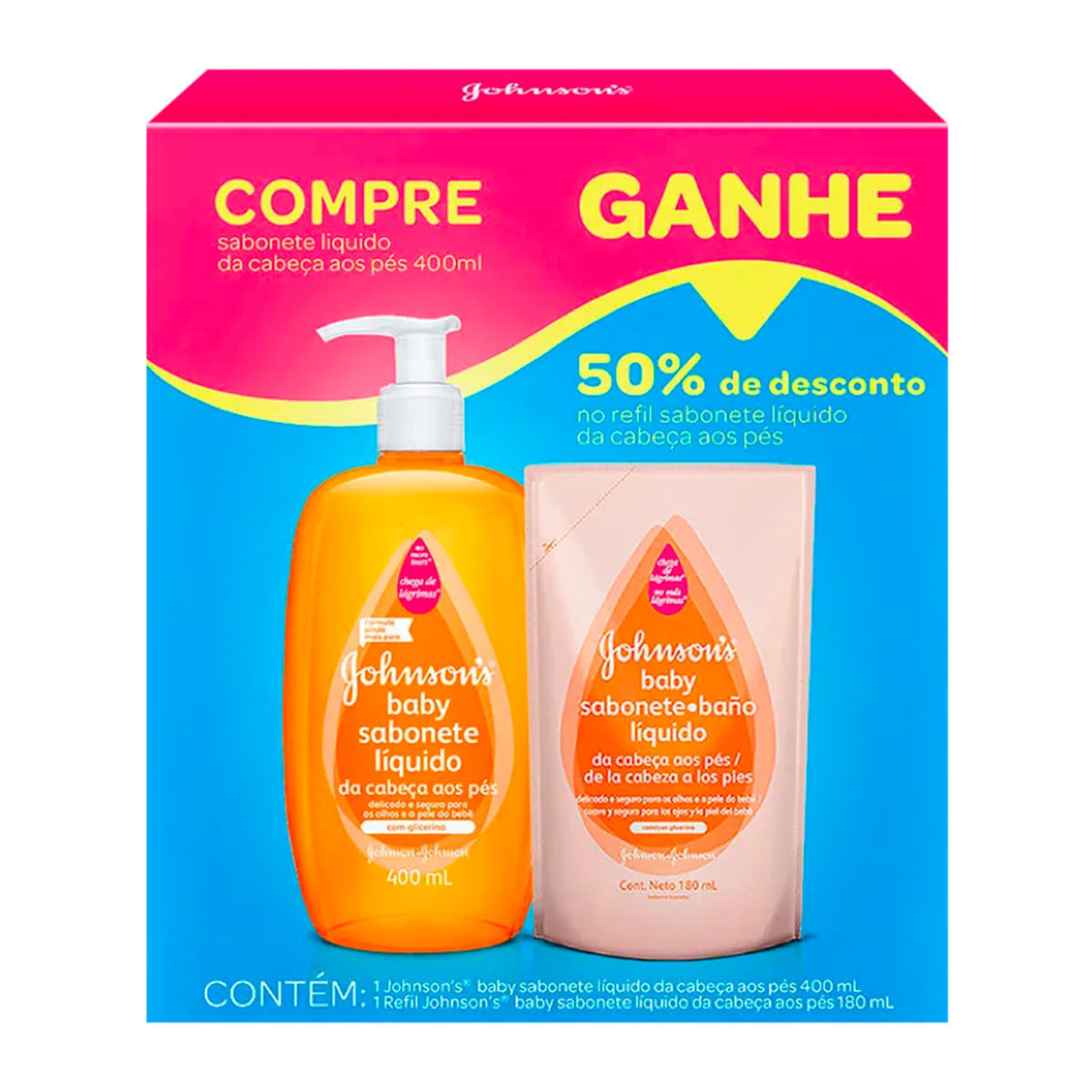 Sabonete Líquido para Bebê Johnson&apos;s Baby 400ml + Refil de 180 ml