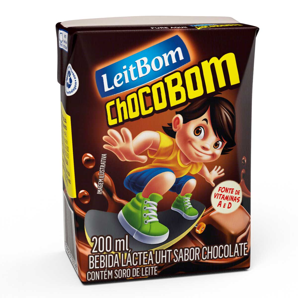 Bebida Láctea UHT Chocolate Leitbom Chocobom Caixa 200 ml