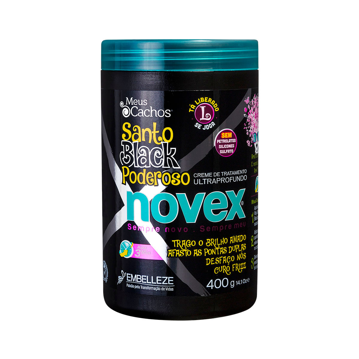 Creme de Tratamento Novex Meus Cachos Controle de Frizz Santo Black Poderoso 400g