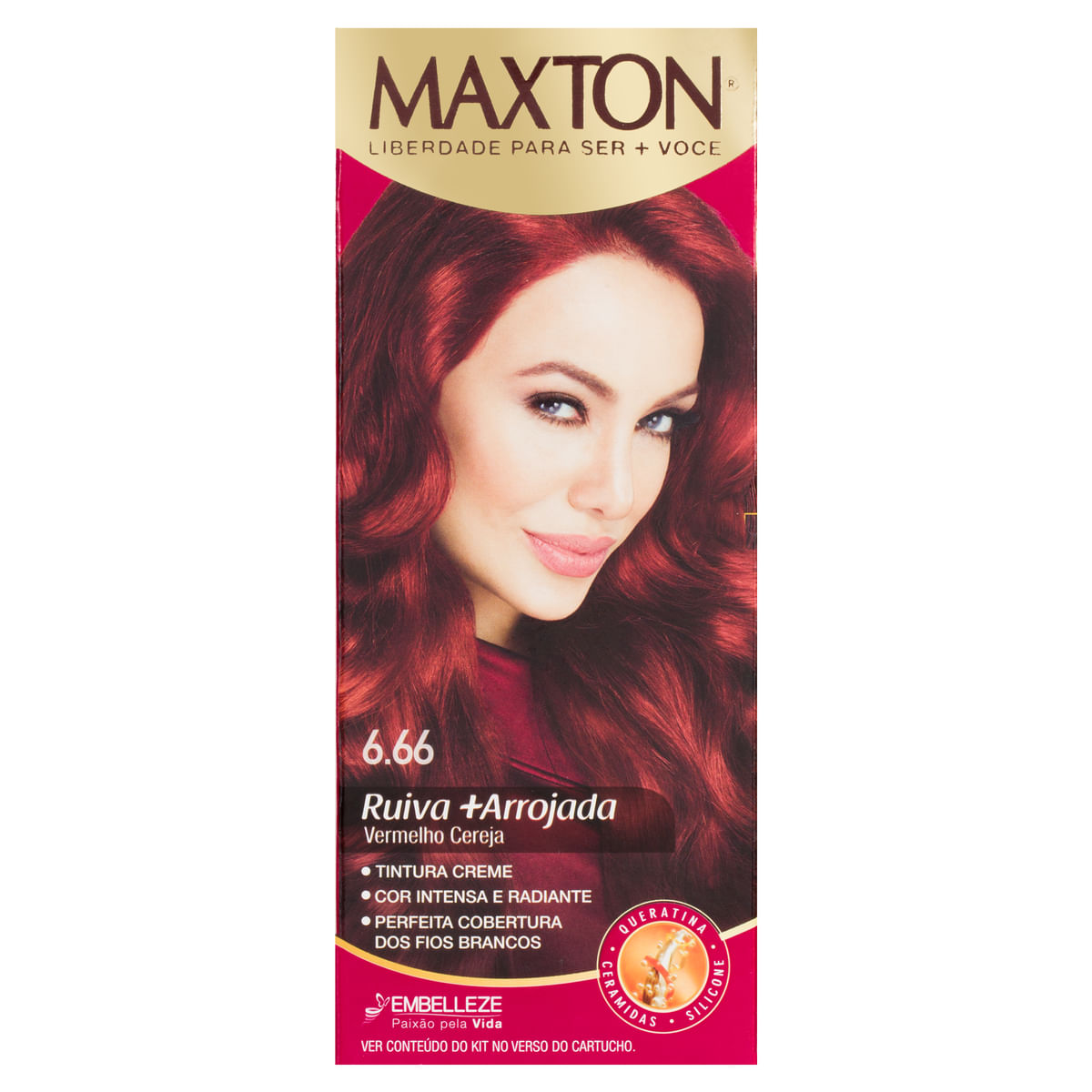 Kit Tintura Creme 6.66 Vermelho Cereja Maxton 50 ml