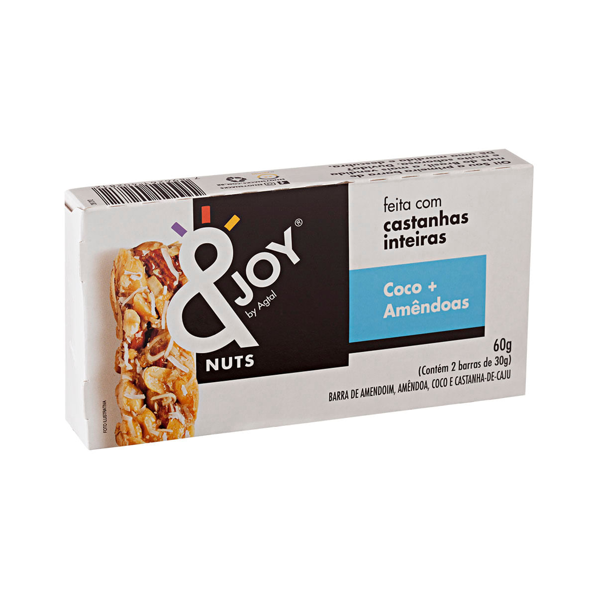 Barra de Castanhas Coco e Amêndoas 2 unidades Mixed Nuts &amp;Joy 60g