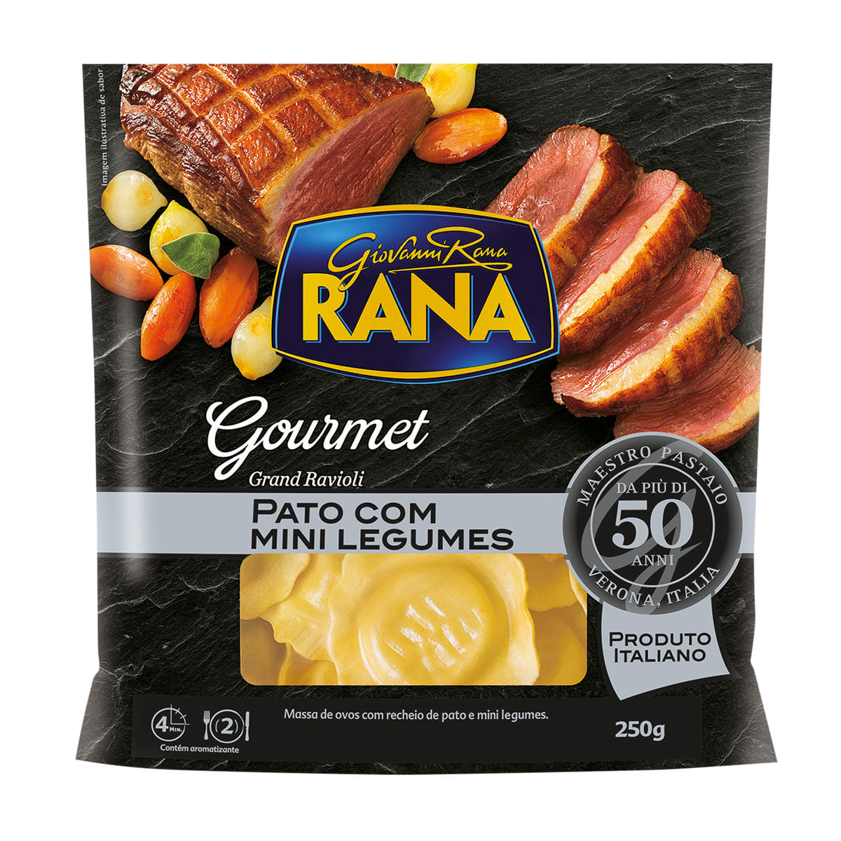 Gran Ravioli com Recheio de Pato com Mini Legumes Rana Gourmet 250g