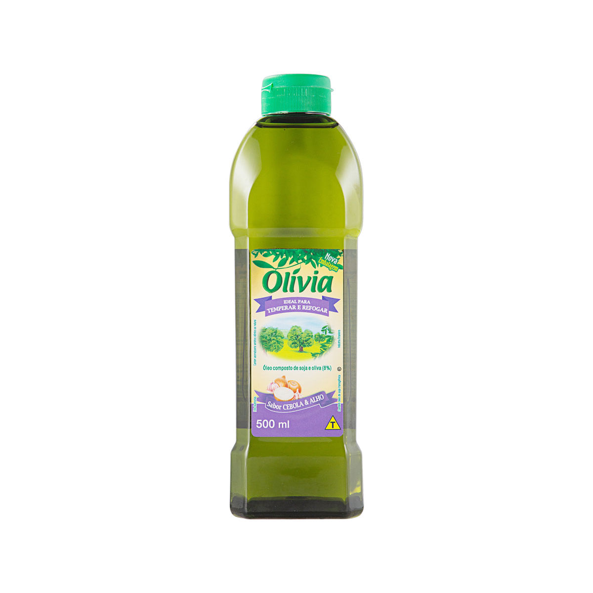 Óleo Composto de Soja e Oliva Cebola &amp; Alho Olívia Garrafa 500ml