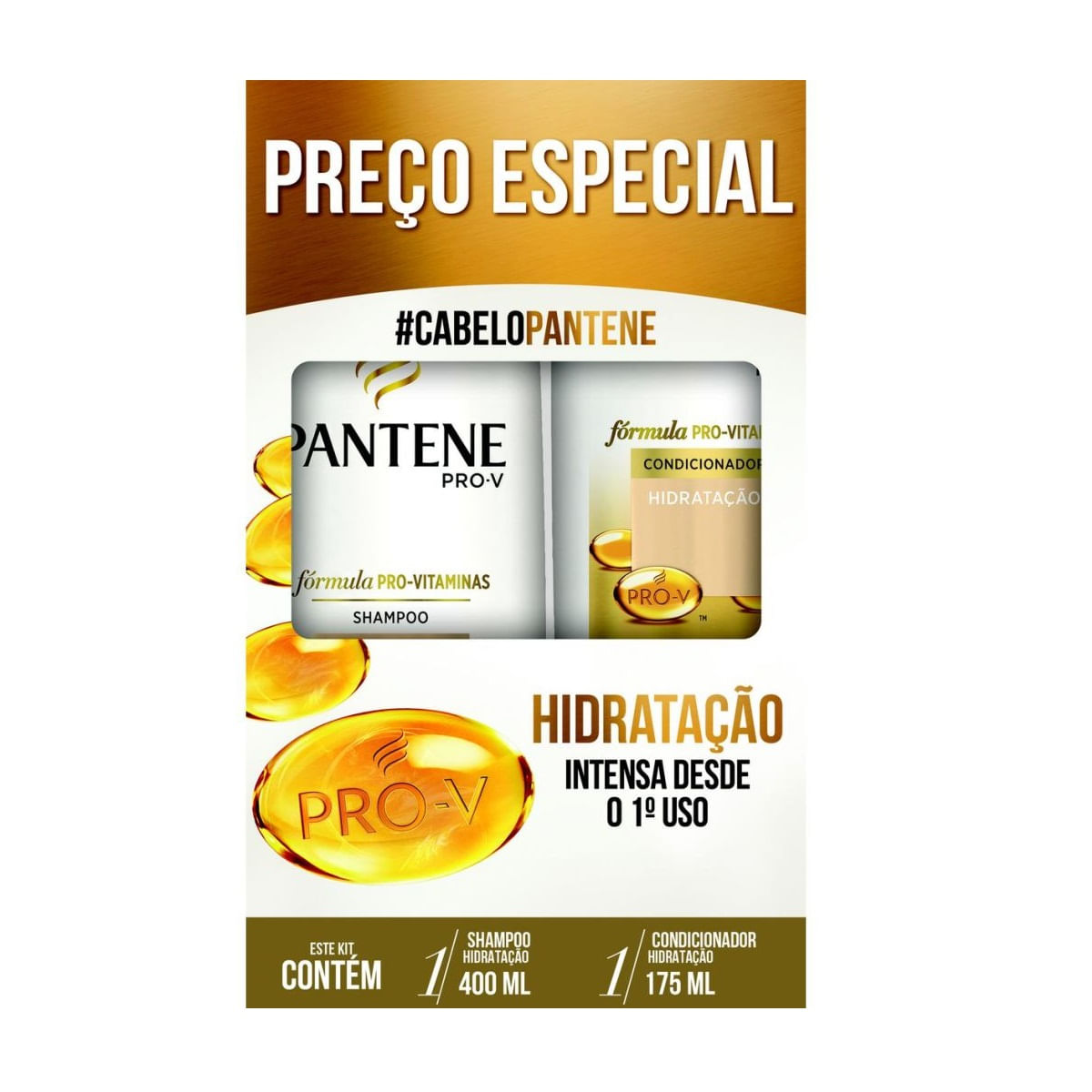 Kit de Shampoo 400ml e Condicionador 175ml Pantene Hidratação sem Sal