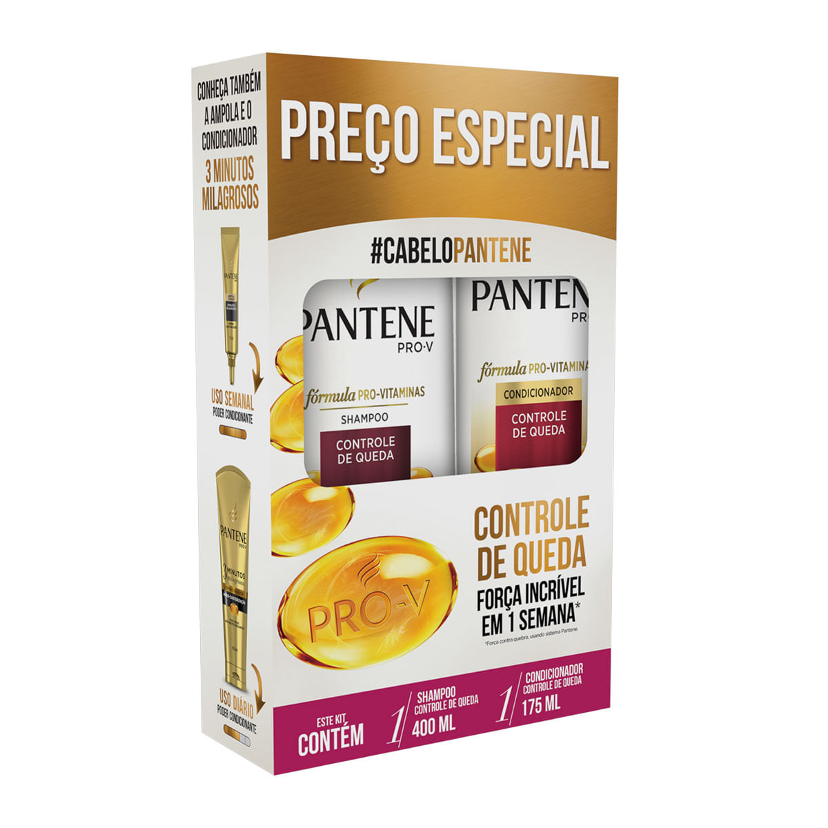 Kit de Shampoo e Condicionador Pantene Controle de Queda