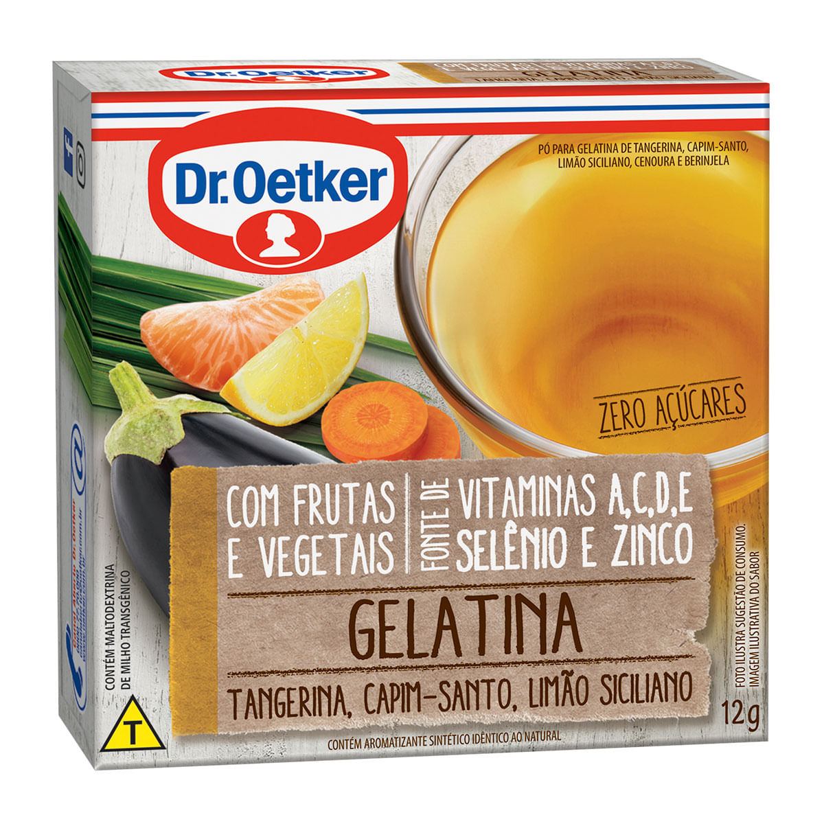 Gelatina Sabor Tangerina, Capim Santo e Limão Siciliano Dr. Oetker 12g