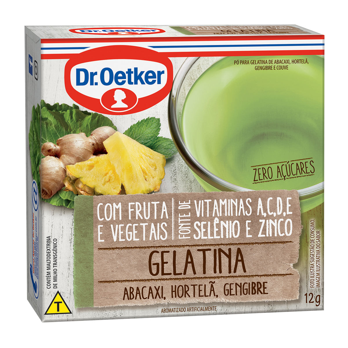 Gelatina Sabor Abacaxi, Hortelã e Gengibre Dr. Oetker 12g