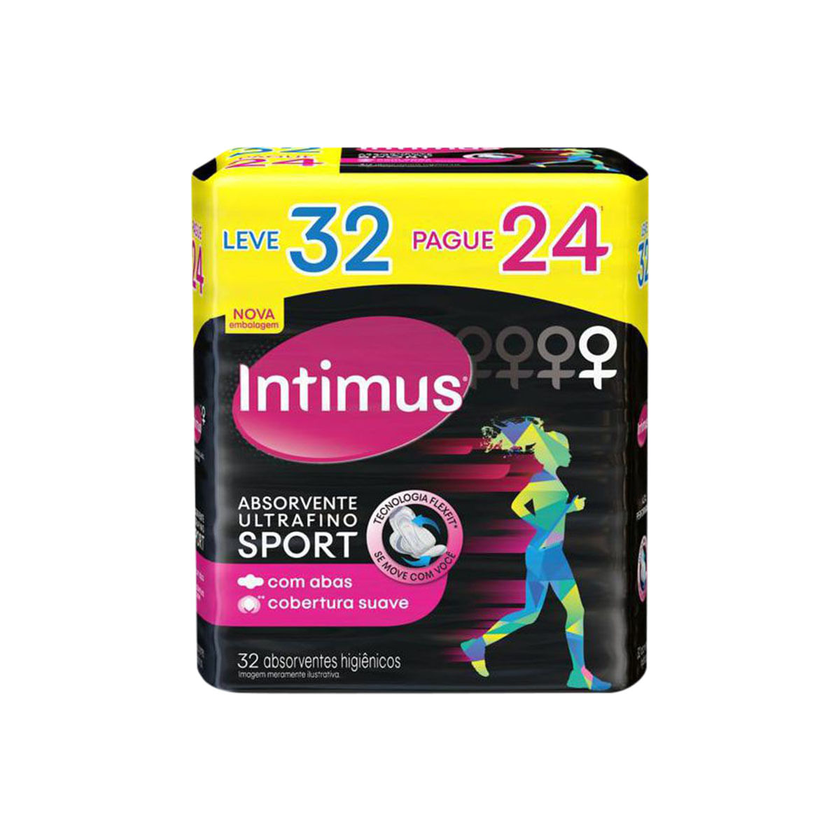 Absorvente com Abas Malha Suave Intimus Sports Ultrafino com 32 Unidades