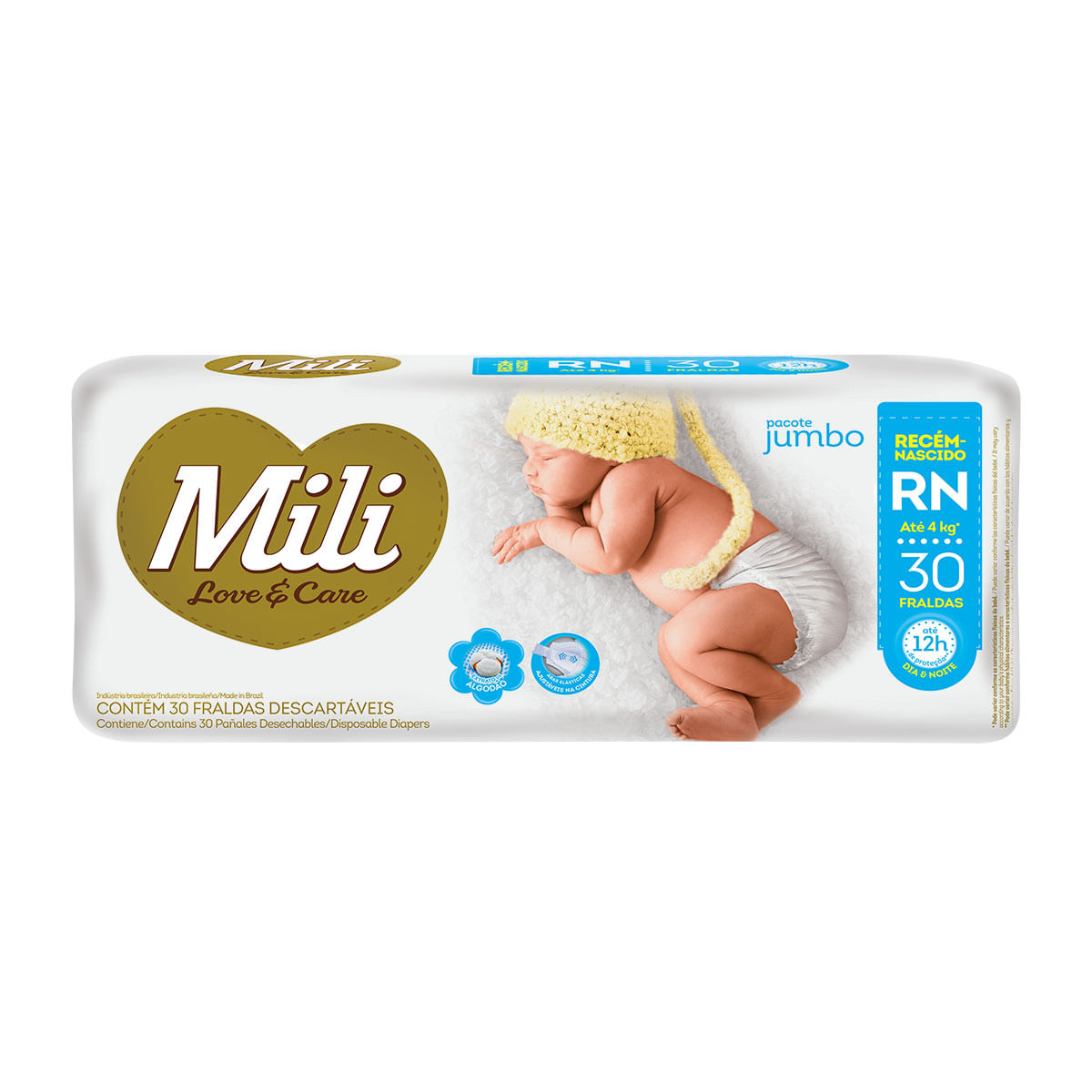 Fralda Mili RN Love e Care Jumbo - 30 Unidades