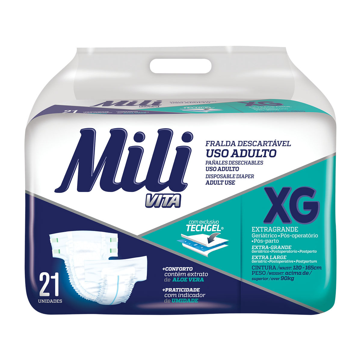 Fralda Geriátrica Mili XG Vita - 21 Unidades