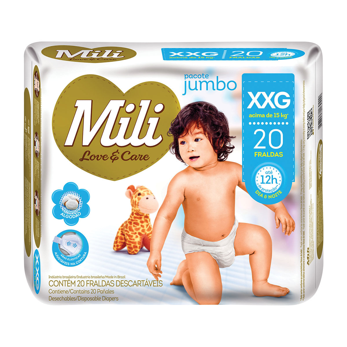 Fralda Mili XXG Love e Care Jumbo - 20 Unidades