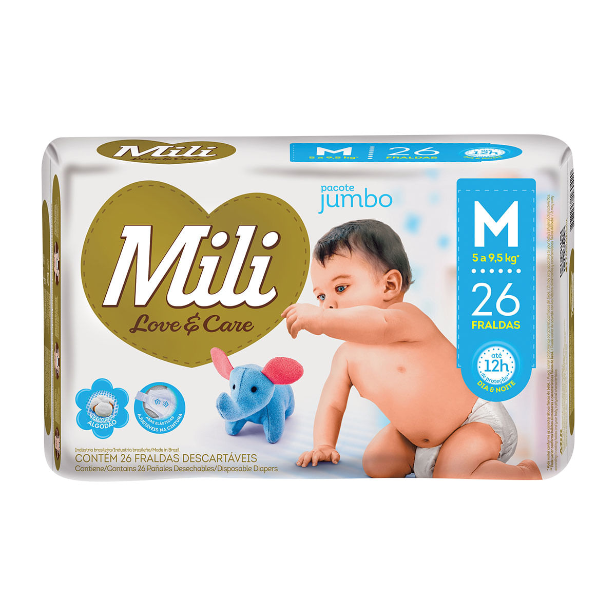 Fralda Mili M Love e Care Jumbo - 26 Unidades