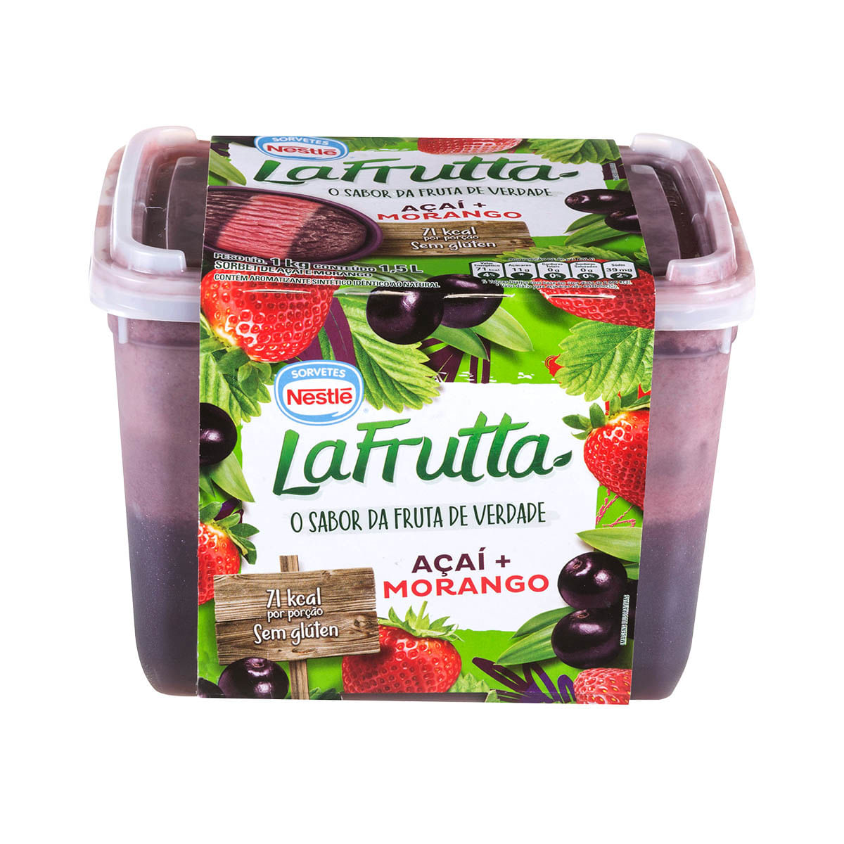 Sorvete Açaí e Morango La Frutta Nestlé 1,5 Litros