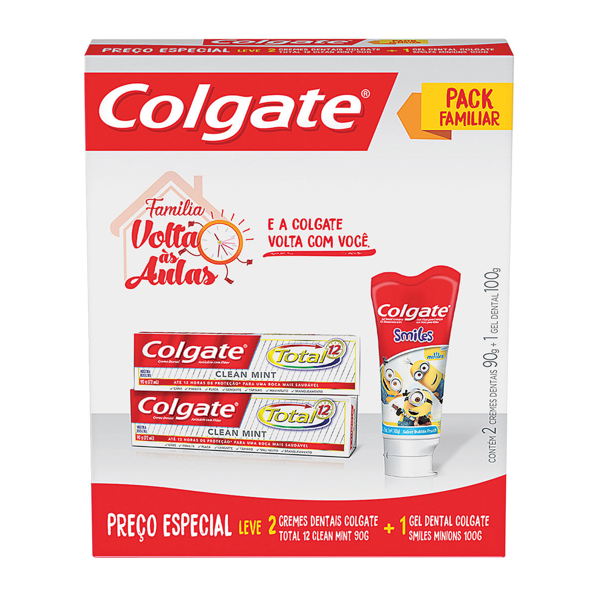 Kit Creme Dental Colgate Total 12 Clean Mint - 2 Unidades com 90g cada + 1 Unidade 100g