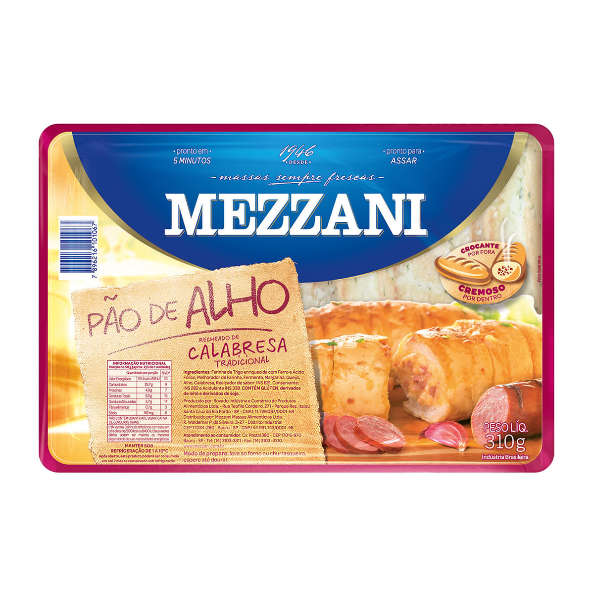 Pão de Alho Tradicional com Calabresa Mezzani 310g