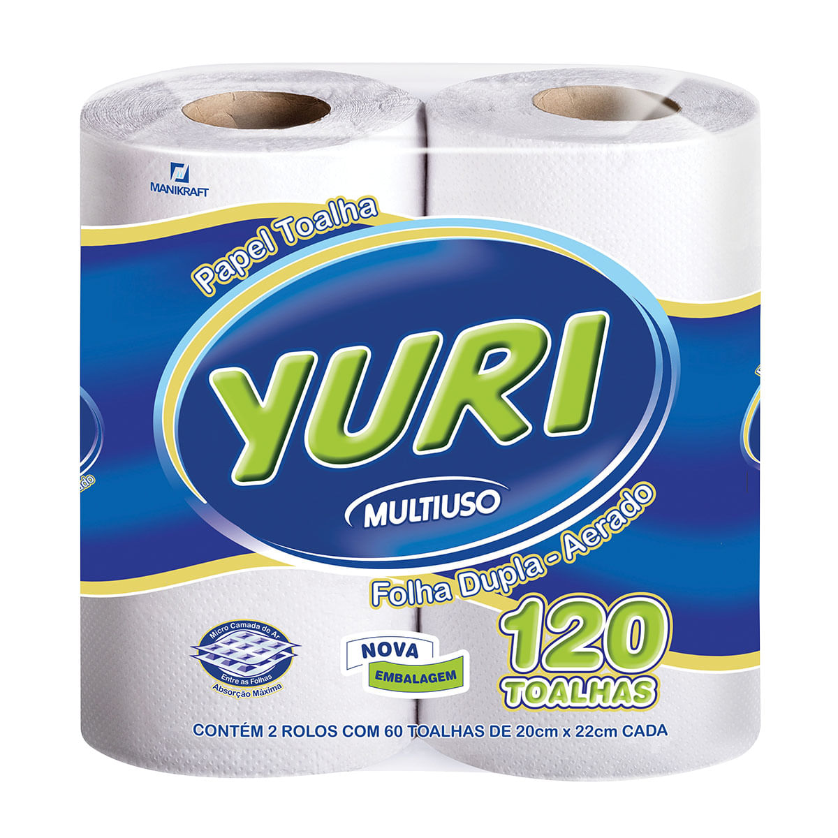 Papel Toalha Branco Yuri 2 Unidades