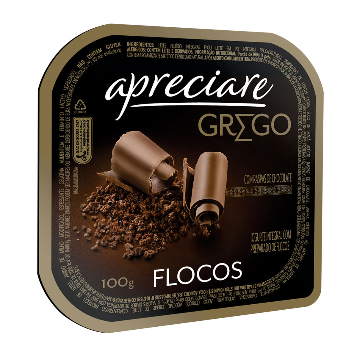 Iogurte Grego Integral Apreciare Flocos 100g