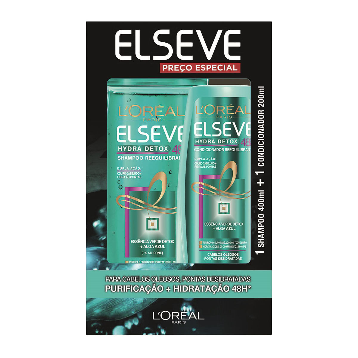 Kit de Shampoo e Condicionador Elseve Hydra Detox