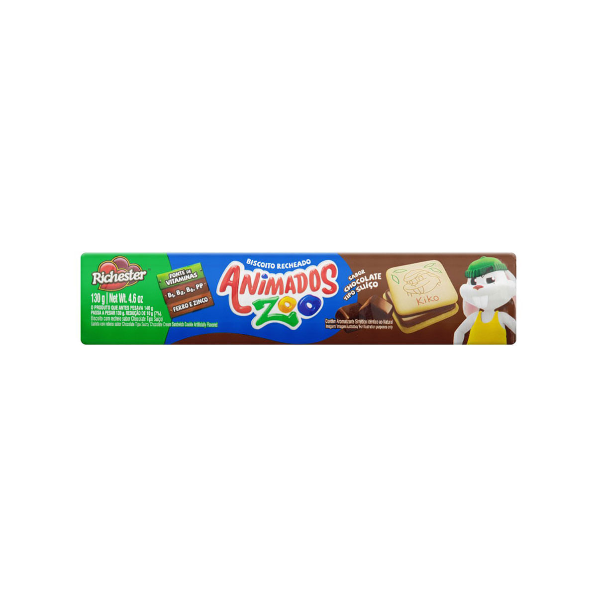 Biscoito Recheado de Chocolate Animado Zoo 130g