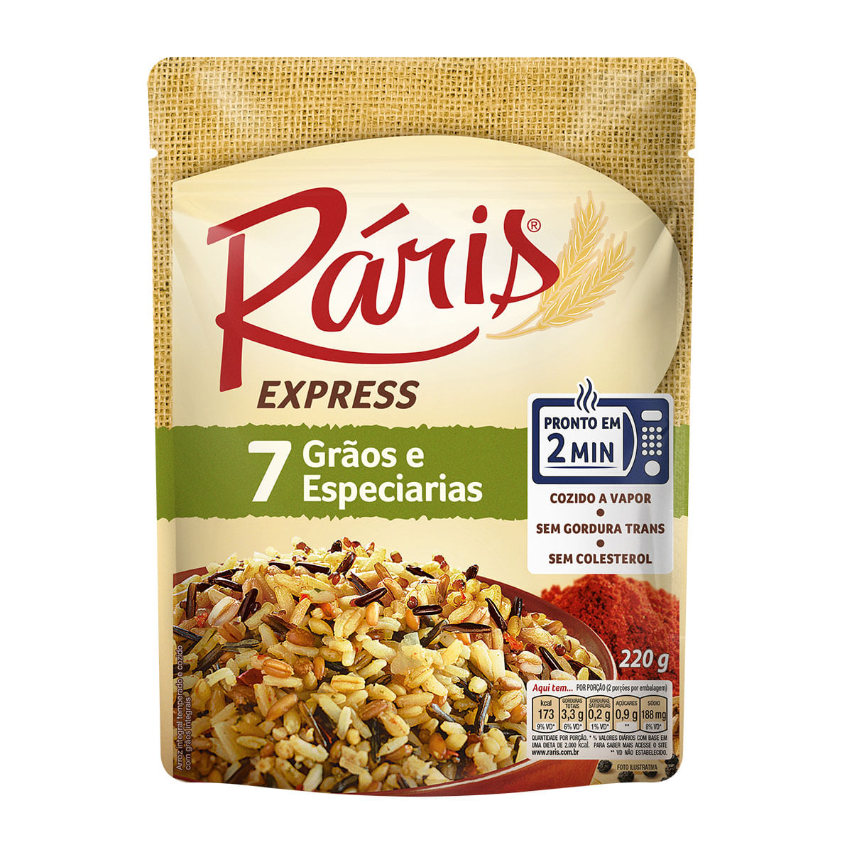 Arroz 7 Grãos e Especiarias Pronto Ráris Express 220g