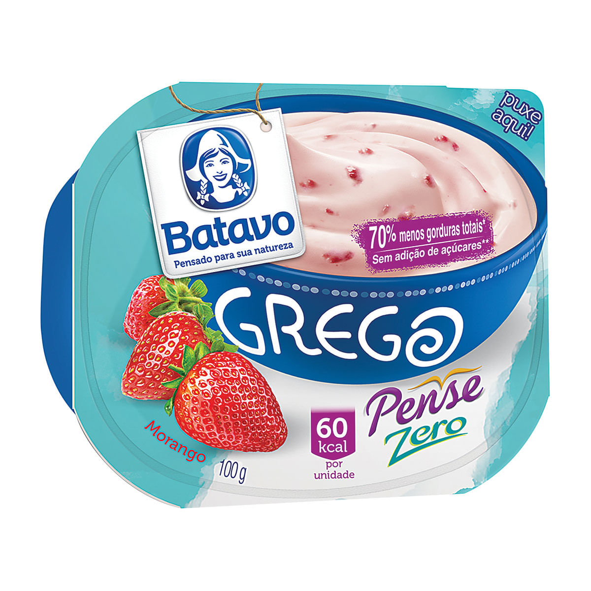 Iogurte Grego Desnatado Batavo de Morango 100g