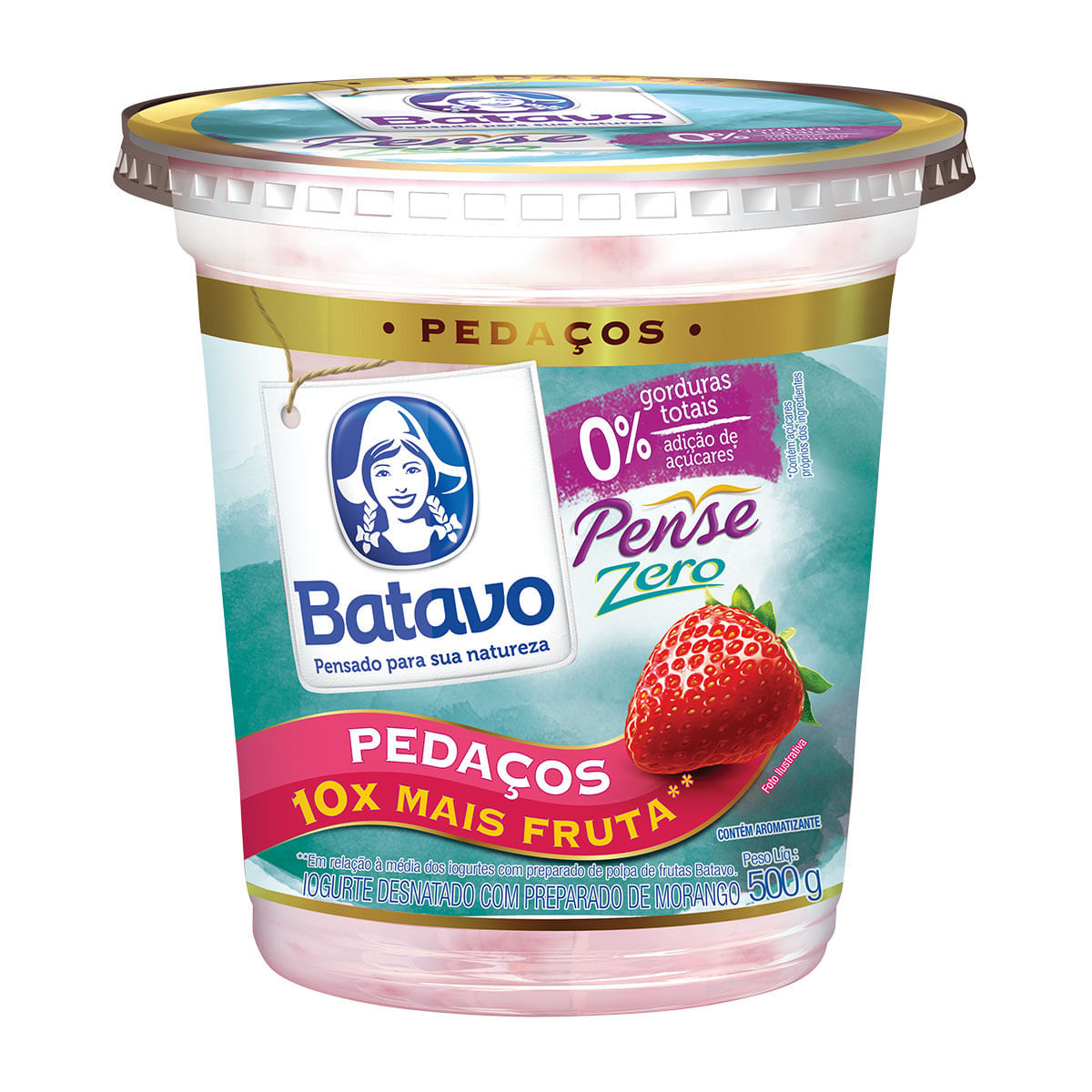 Iogurte Batavo Pense Zero Pedaços de Morango 500g