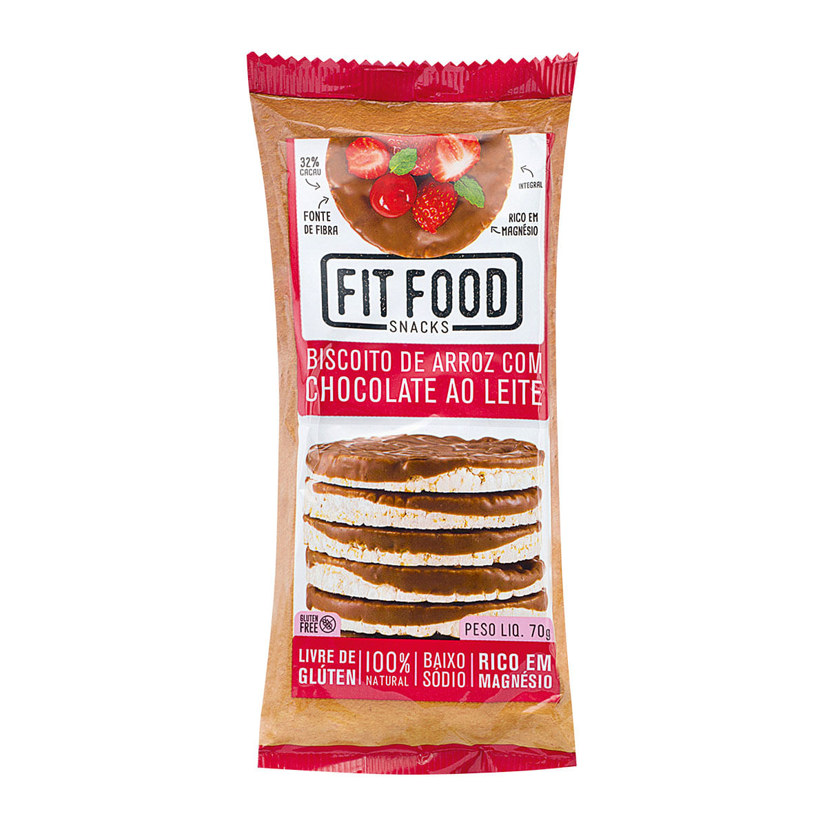 Biscoito de Arroz com Chocolate ao Leite Fit Food Snacks 70g