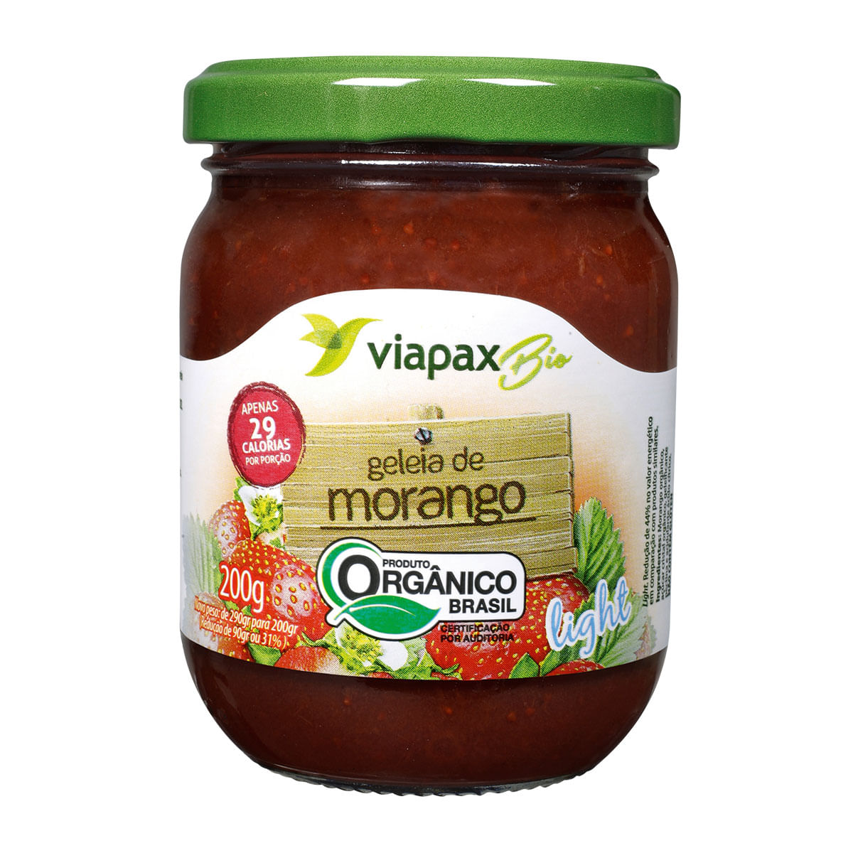 Geleia Orgânica Light de Morango Viapax Bio 200g