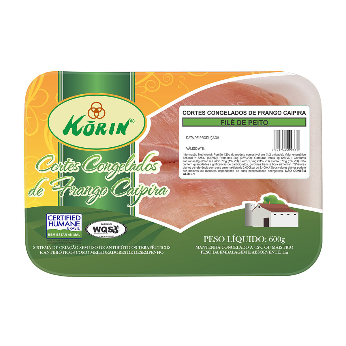 Filé de Peito de Frango Congelado Korin 600g