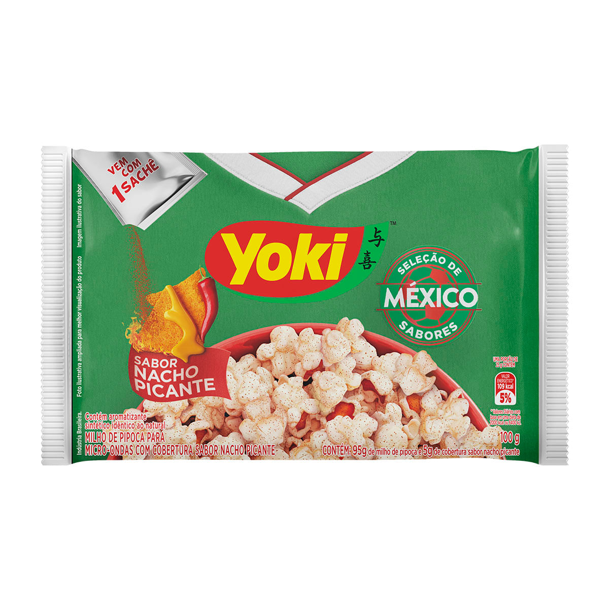 Milho para Pipoca com Cobertura de Nacho Picante Seleção de Sabores México Yoki 100g