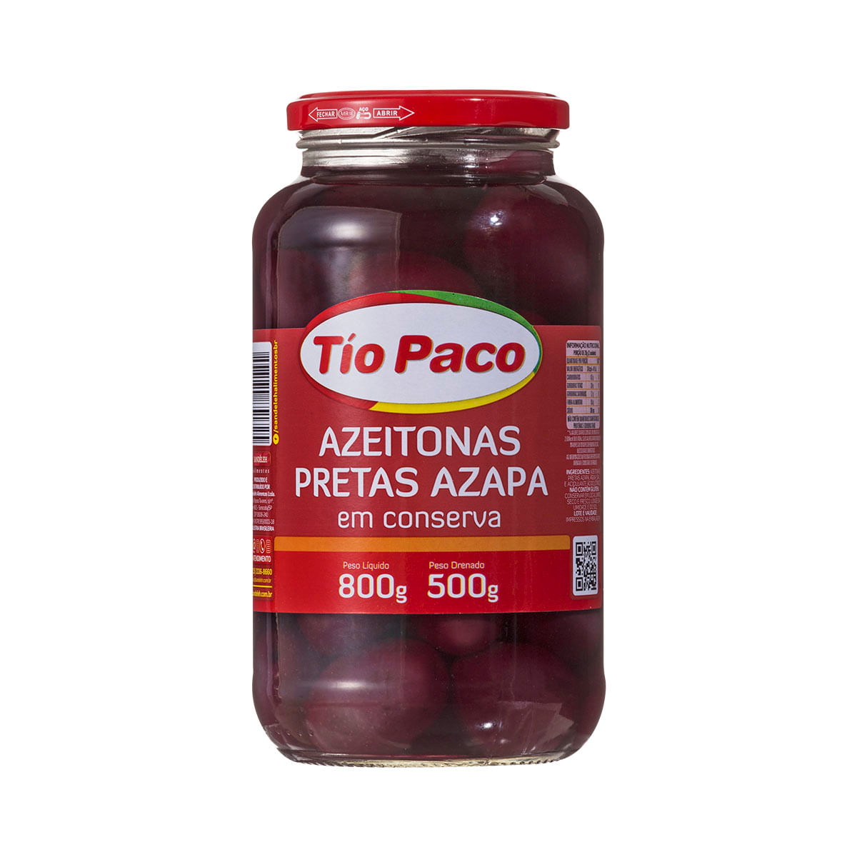 Azeitonas Pretas Azapa em Conserva Tio Paco 800g