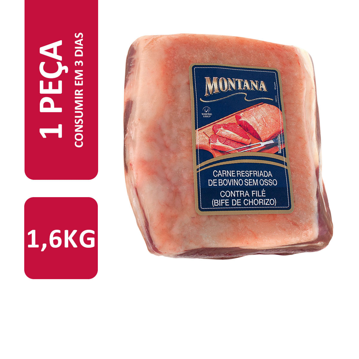 Peça de Contra Filé Bovino Chorizo Resfriado Montana 1,6Kg