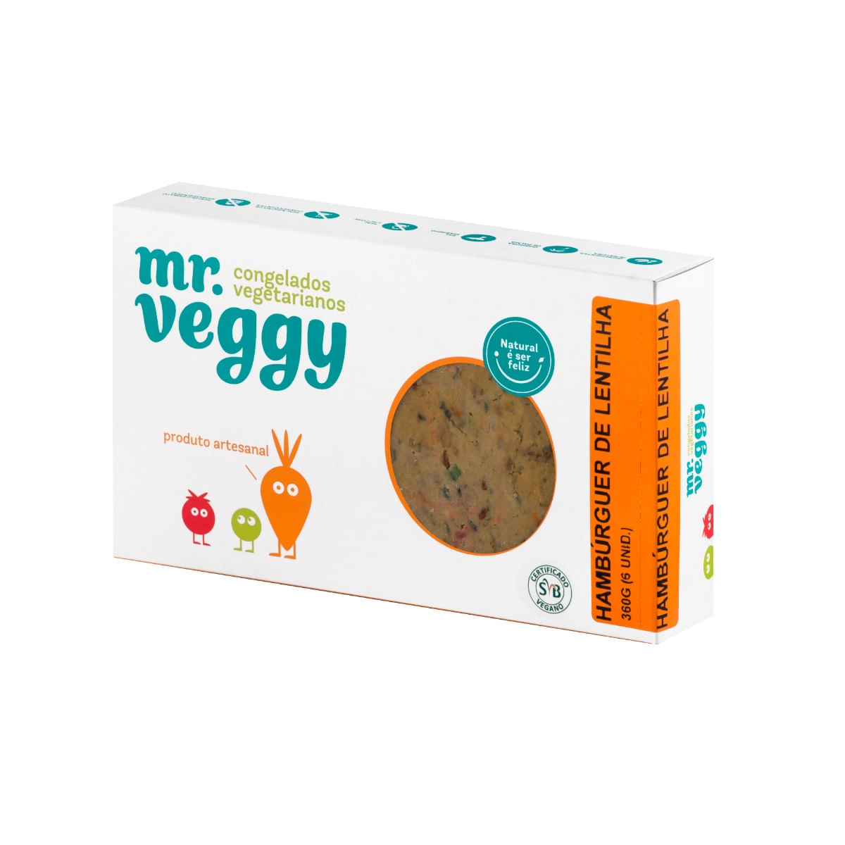 Hambúrguer Vegano de Lentilha Mr. Veggy com 6 Unidades