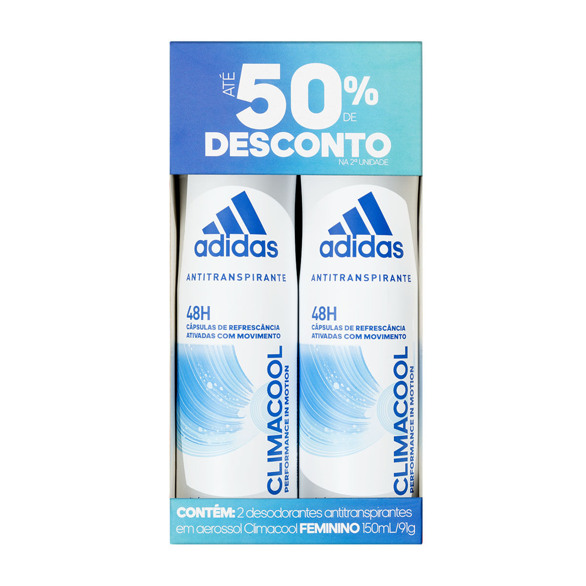 Desodorante Aerosol Adidas Climacool Feminino 150ml/91g - Embalagem Promocional